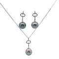 14k White Gold .55ct G VS1 Round Diamond and Tahitian 11mm Pearl Set