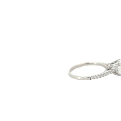 14k White Gold 1.73ct H SI2 Cushion Diamond/ .35ct H SI2 Round Diamond Engagement Design By Vera Wong and Certified By GIA # 6445393945