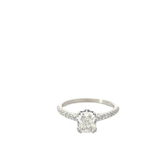 14k White Gold 1.73ct H SI2 Cushion Diamond/ .35ct H SI2 Round Diamond Engagement Design By Vera Wong and Certified By GIA # 6445393945