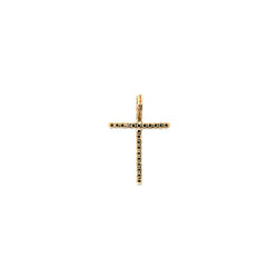 18k Yellow Gold .30ct Round Emerald Cross Pendant