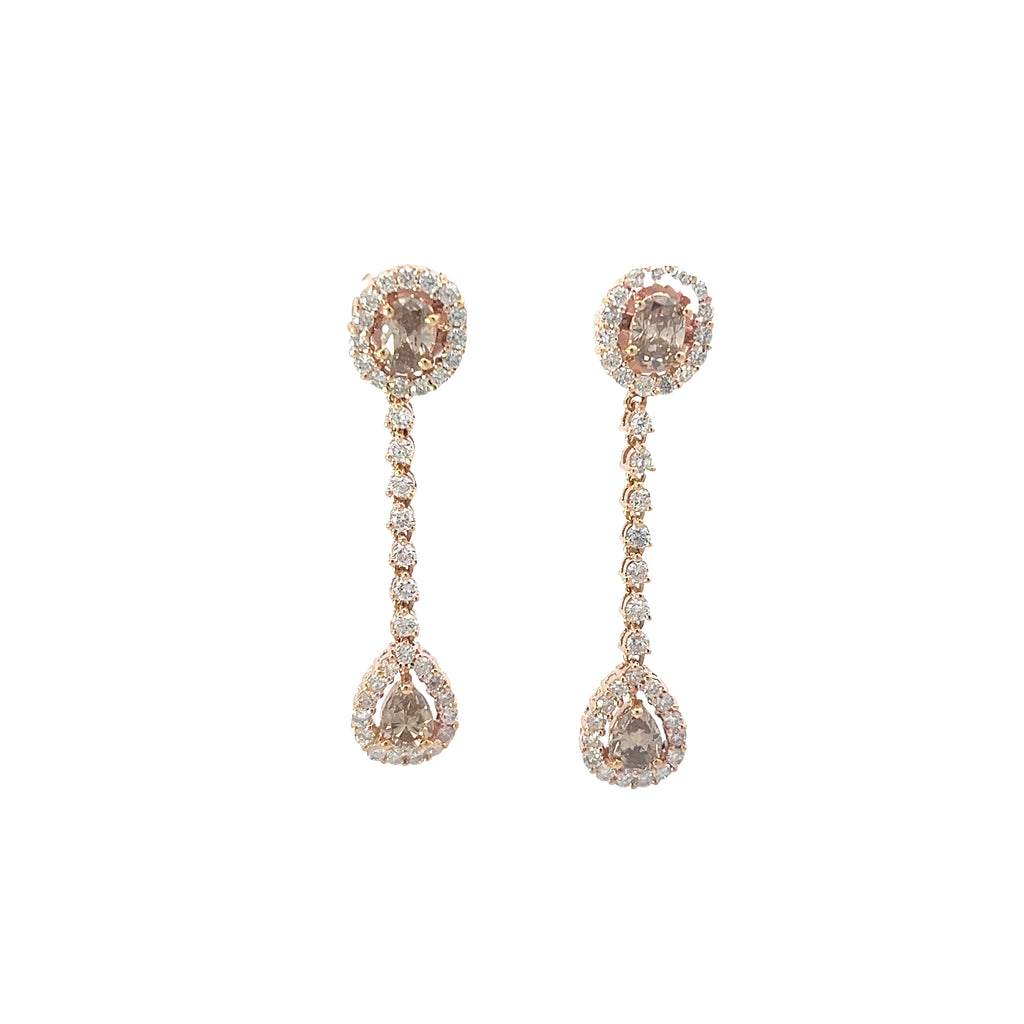 18k Rose Gold 1.30ct Chocolate and White Diamond Earrings