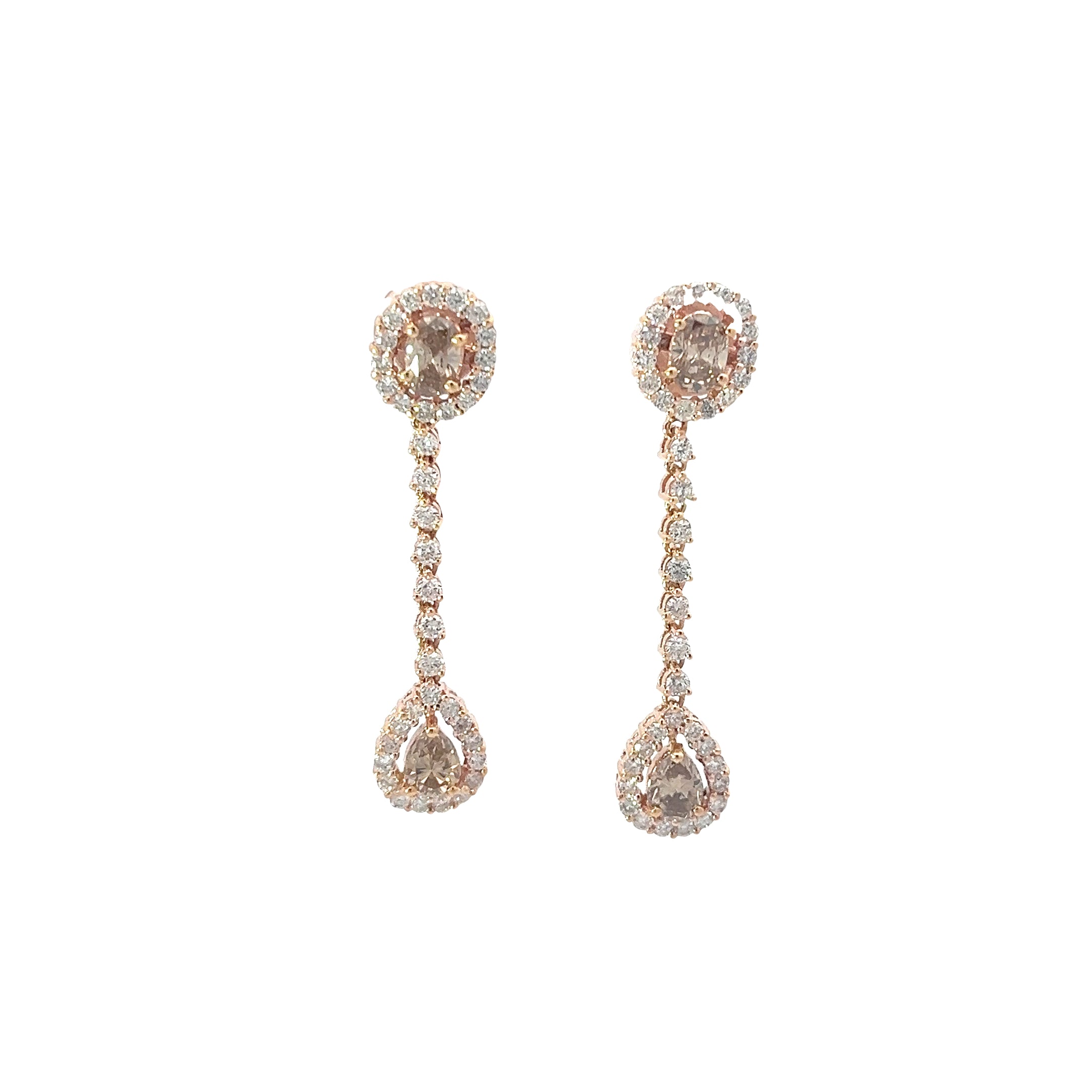 18k Rose Gold 1.30ct Chocolate and White Diamond Earrings