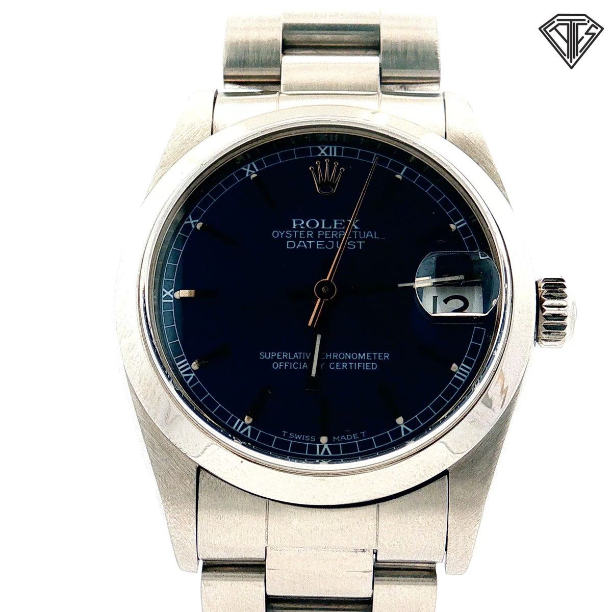 Pre-Owned Rolex Oyster Perpetual Date Just / Automatic/ 31mm/ Blue Dial/ Steel Bezel/ Steel Case and Bracelet / Sapphire Crystal Watch ref #68240