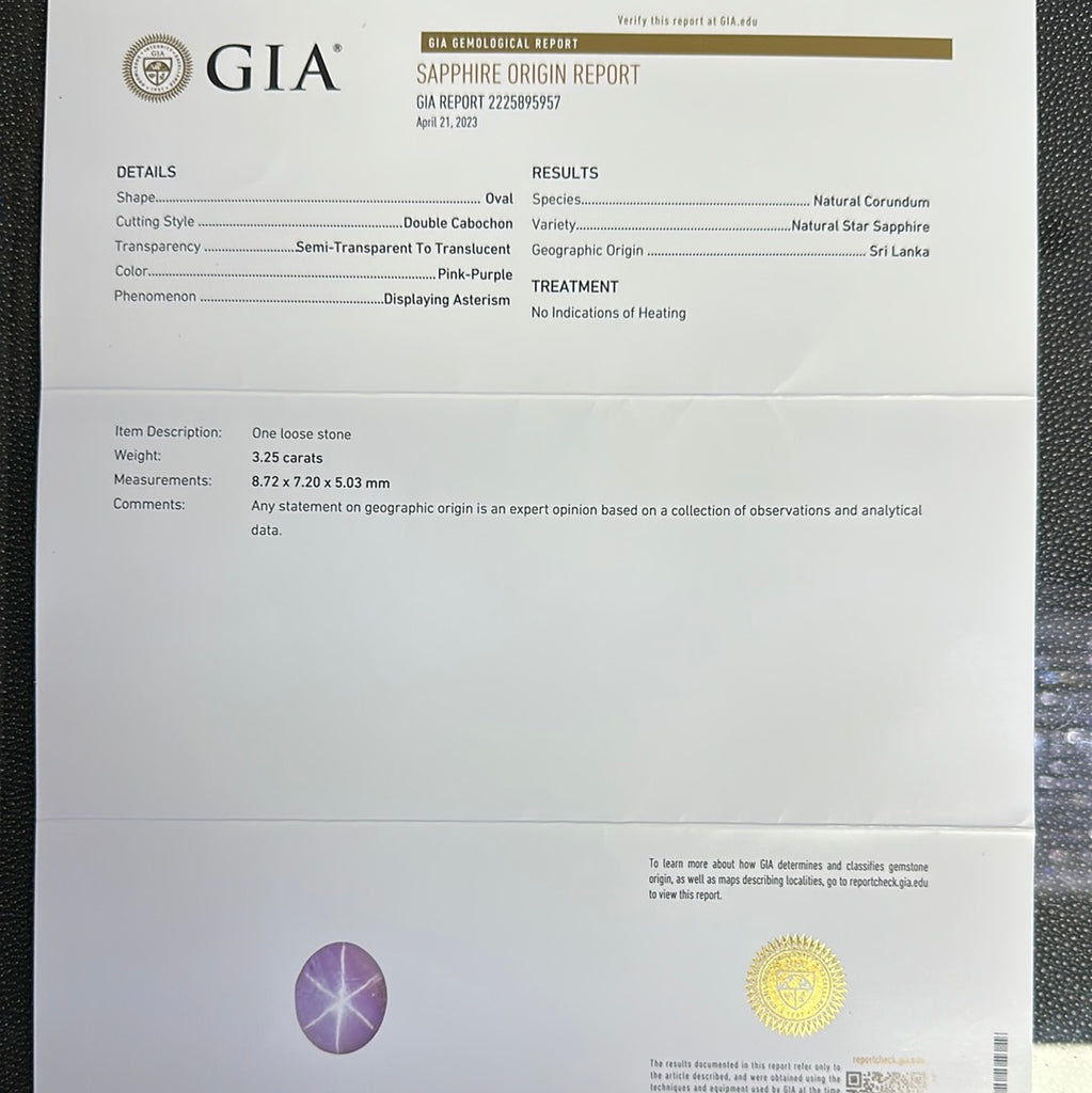 GIA Certified Matching Star Sapphires Pink-Purple
