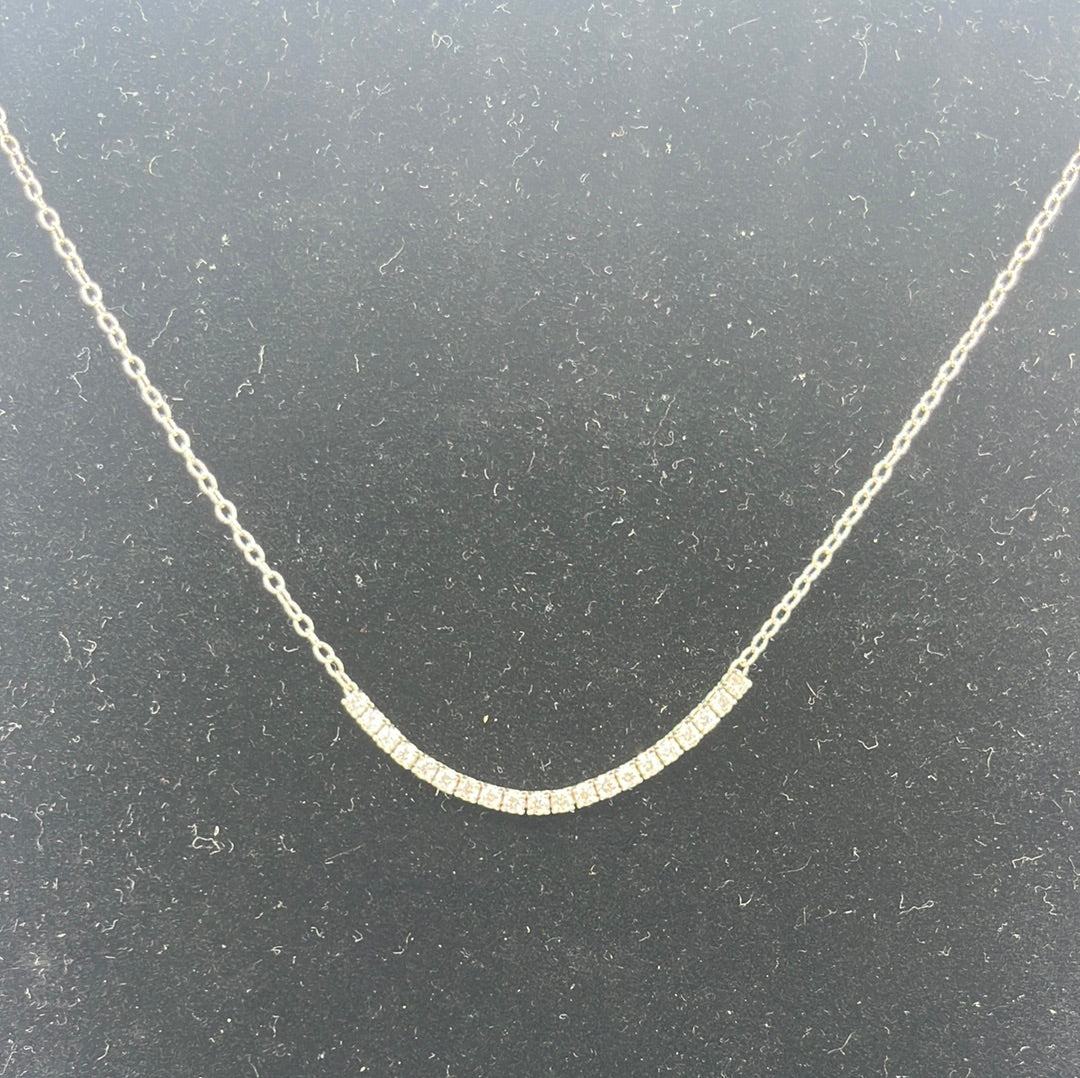 14k White Gold .65CT G SI1 Round Diamond Partial Tennis Necklace