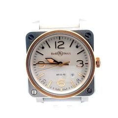 Bell & Ross Pre Owned White Steel and 18K Rose Gold BR-03 Watch