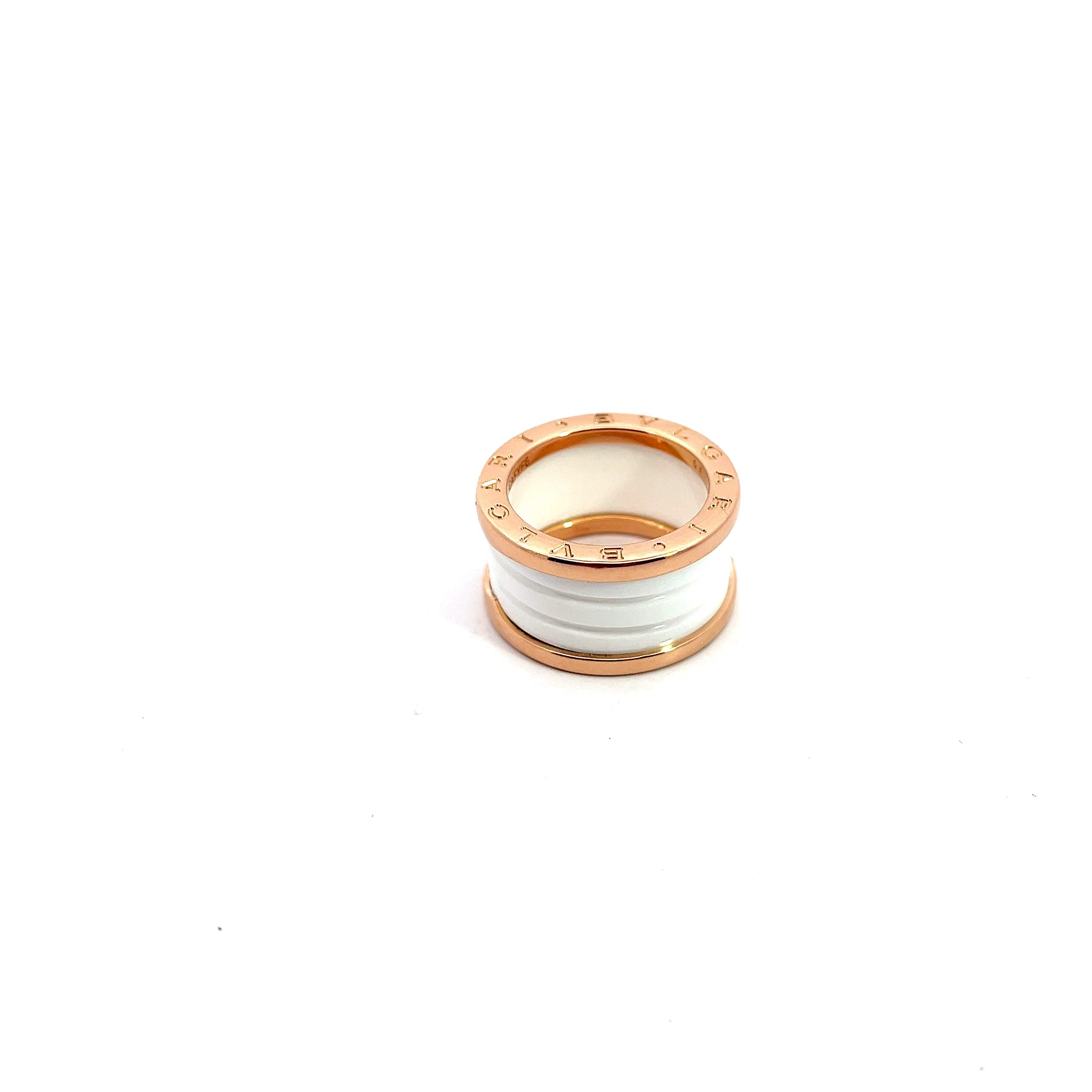 18k Rose Gold Preloved Bvlgari B. Zero 1 White Ceramic Ring Size 6