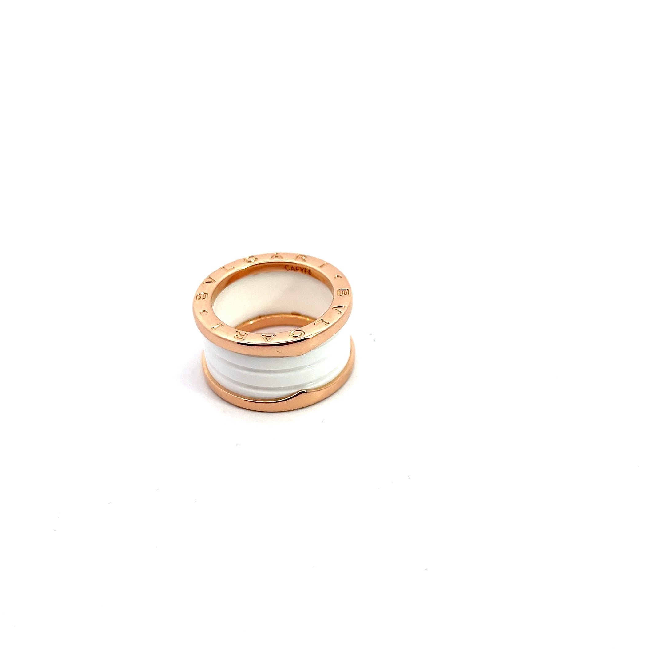 18k Rose Gold Preloved Bvlgari B. Zero 1 White Ceramic Ring Size 6