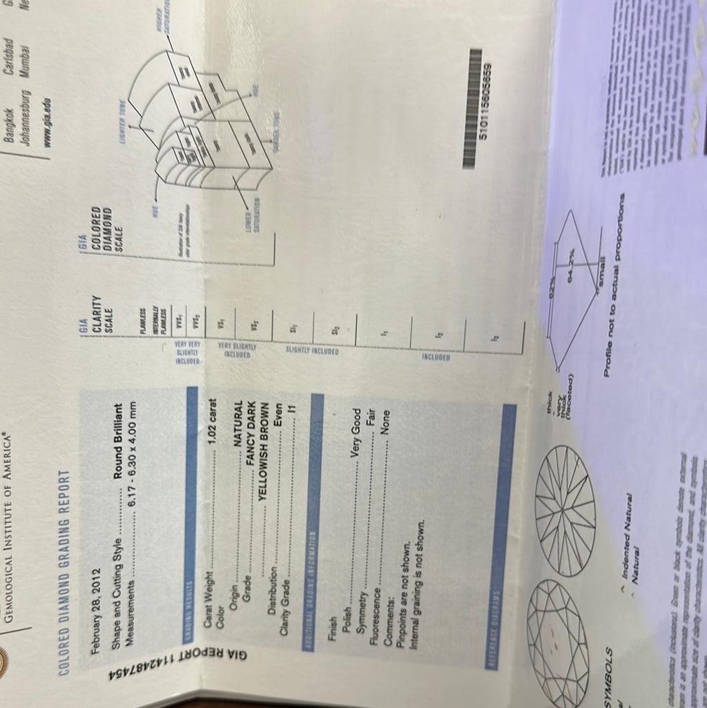 1.02CT NFDYB I1 ROUND COLOR DIAMOND GIA