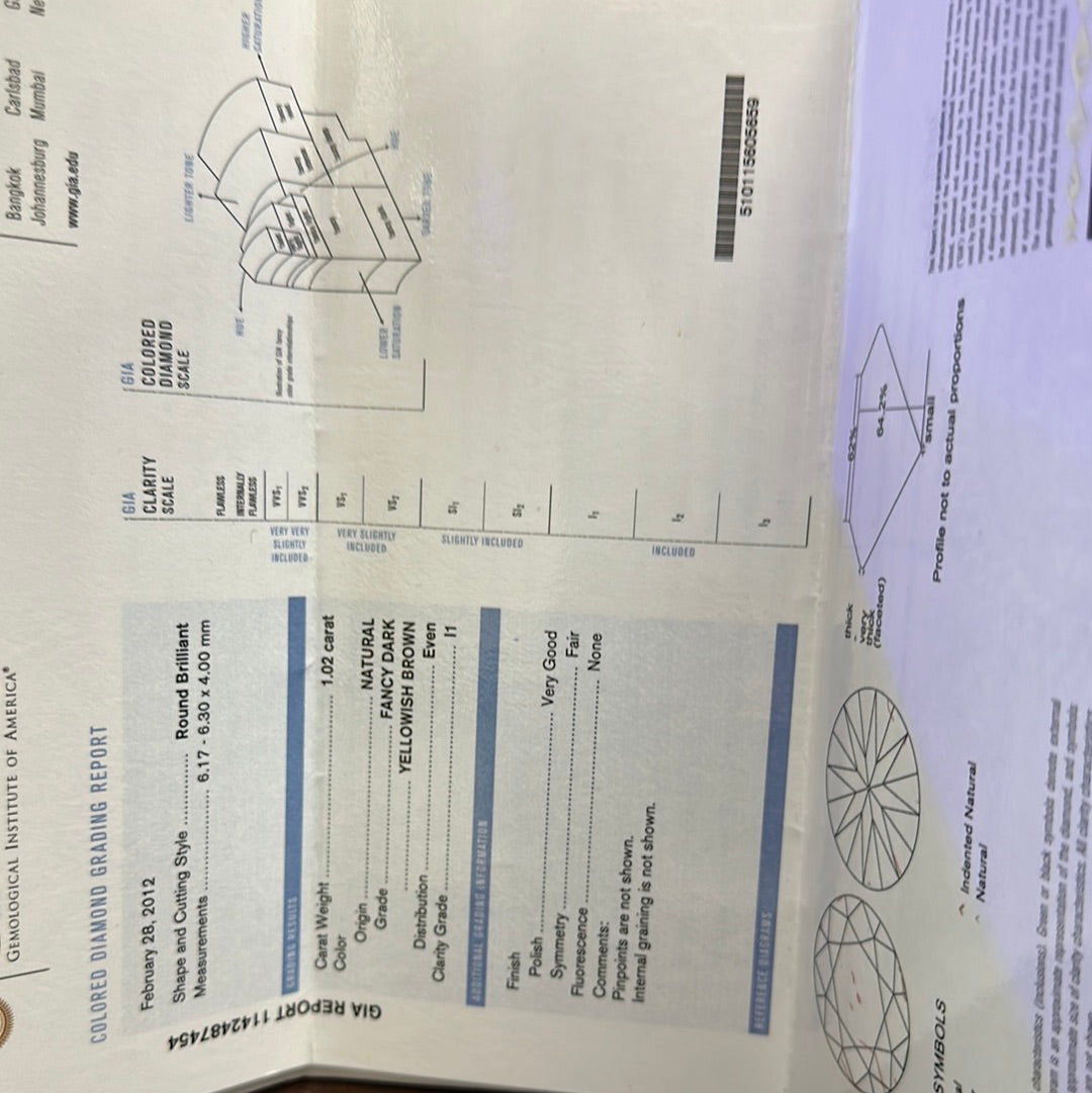 1.02CT NFDYB I1 ROUND COLOR DIAMOND GIA