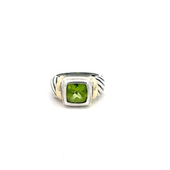 Pre-Loved 14k Yellow Gold / 925 Silver David Yurman Albion Peridot Cable Ring Size 6.5