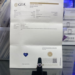 18K Two Toned 2.54ct Heart Shape Blue Sapphire and .66ct F VS2 Round Diamond Ring Certified By GIA # 6204094938