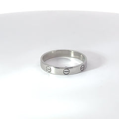 Cartier Mini Love 18k White Gold 3.5mm Band Ring Size 9.5