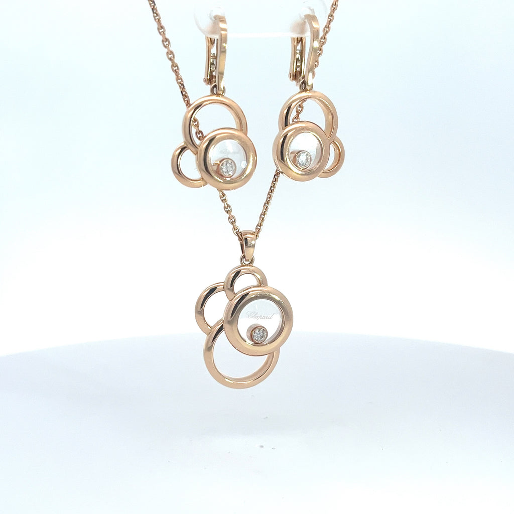 Chopard Happy Diamonds Happy Dreams 18k Rose Gold Necklace And Earring Set