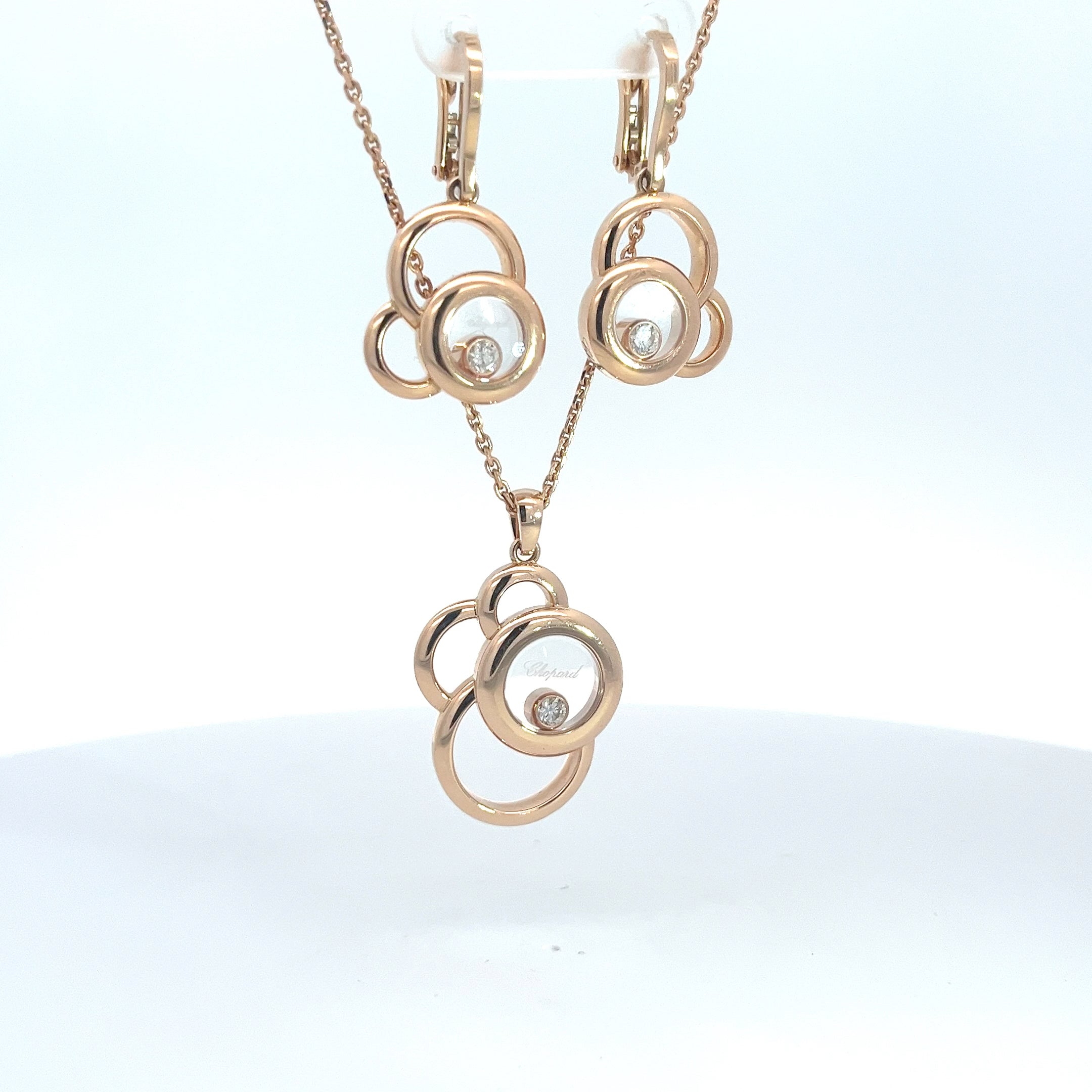 Chopard Happy Diamonds Happy Dreams 18k Rose Gold Necklace And Earring Set