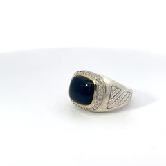 David Yurman Signet SS, Yellow Gold And Onyx Men’s Ring