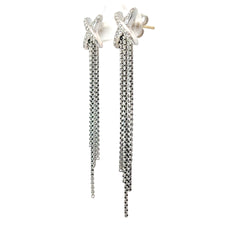 David Yurman X Chain Tassel Drop Earrings Sterling Silver with Diamonds