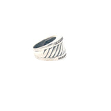 Sterling Silver .35ct G SI1 Channel Set Round Diamond Vintage David Yurman Cigar Cable Ring Size 6