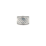 Sterling Silver .35ct G SI1 Channel Set Round Diamond Vintage David Yurman Cigar Cable Ring Size 6