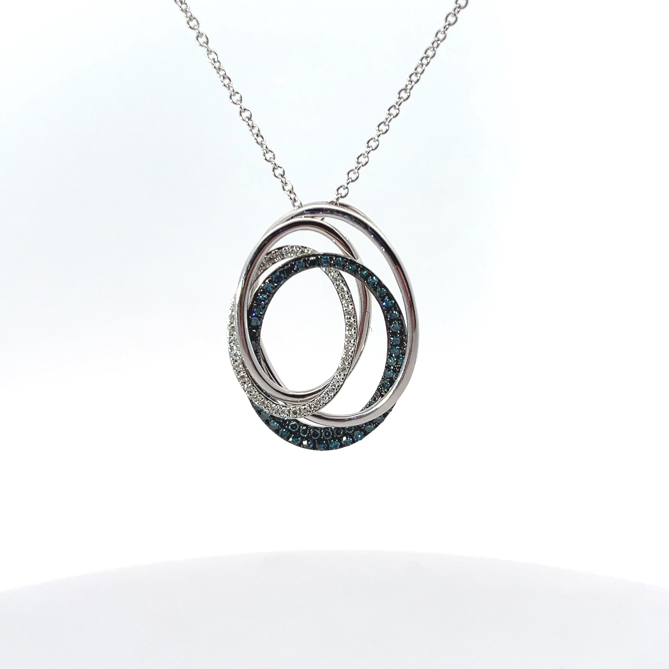 14k White Gold .45ct G SI1 Round White and Blue Diamond Pendant Preloved Bella Bleu Effy