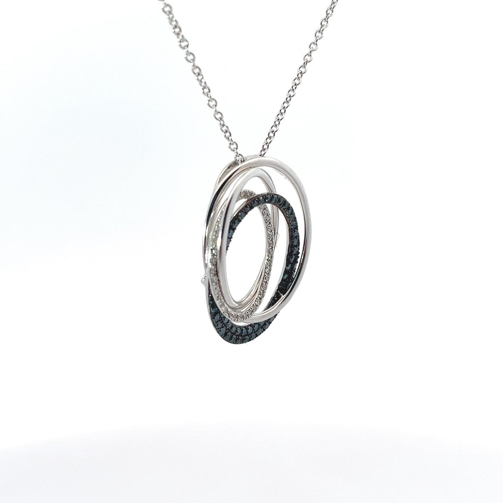 14k White Gold .45ct G SI1 Round White and Blue Diamond Pendant Preloved Bella Bleu Effy