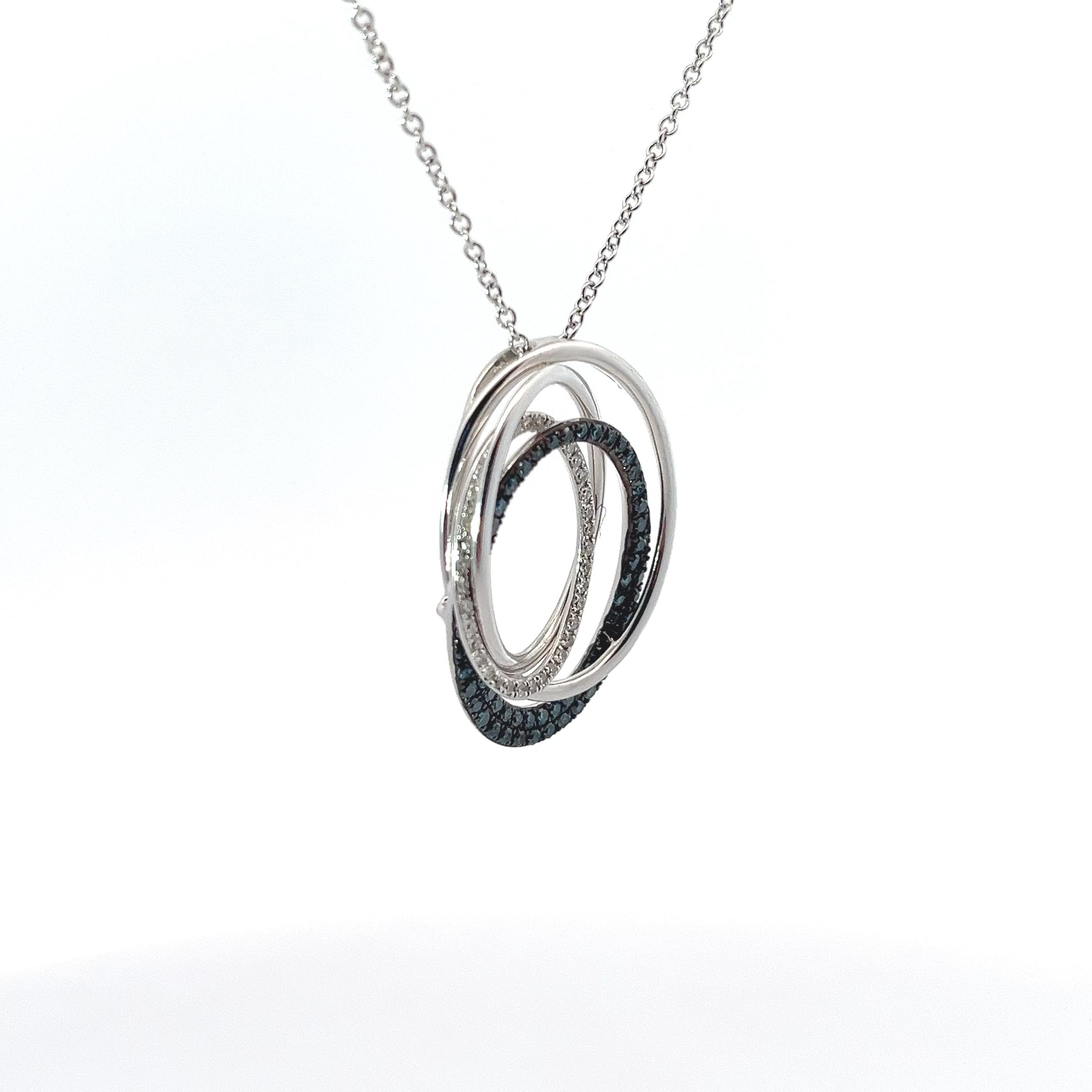 14k White Gold .45ct G SI1 Round White and Blue Diamond Pendant Preloved Bella Bleu Effy