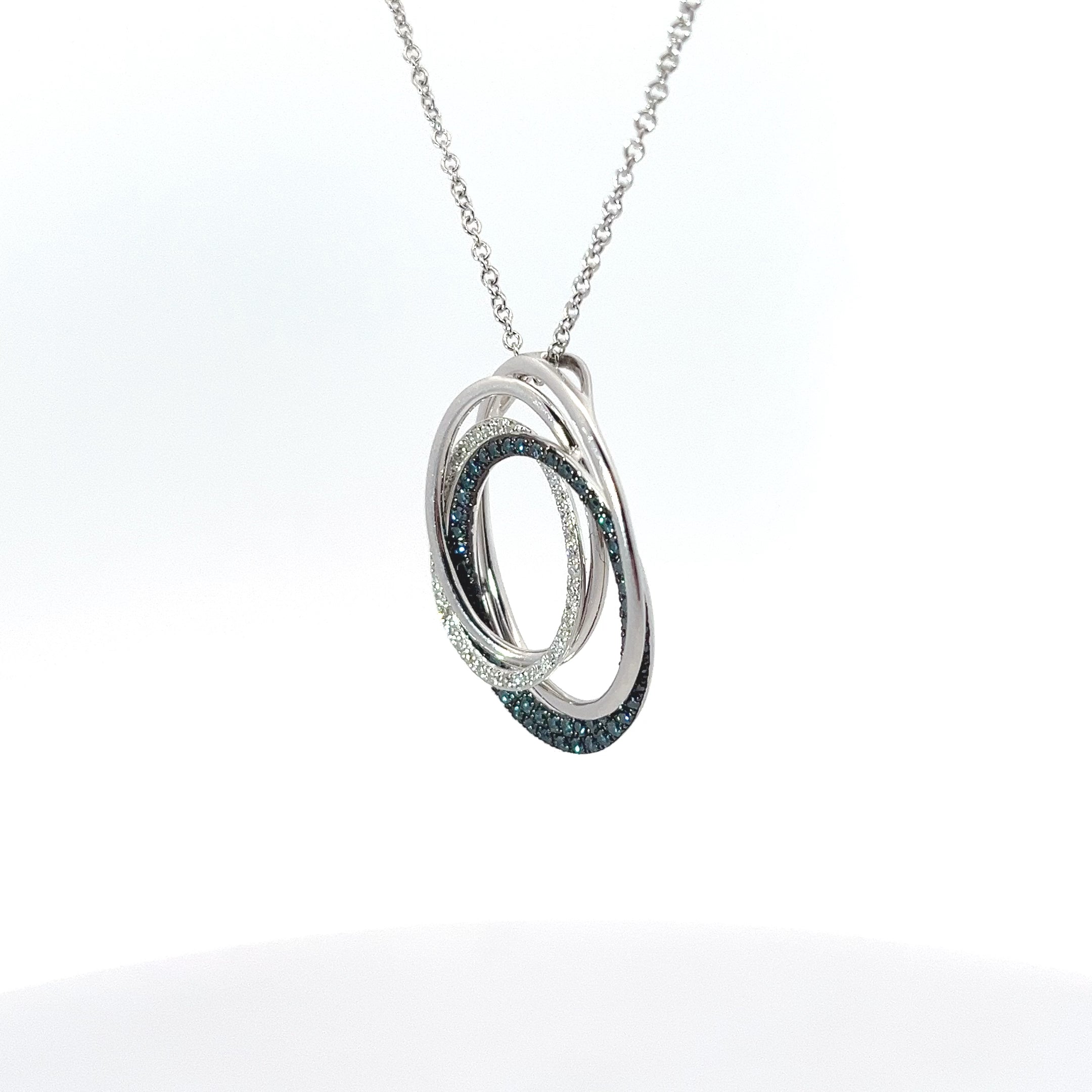 14k White Gold .45ct G SI1 Round White and Blue Diamond Pendant Preloved Bella Bleu Effy