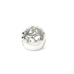 14k White Gold 1.00ct F VS2 Round Diamond Heart Swirl Effy Ring