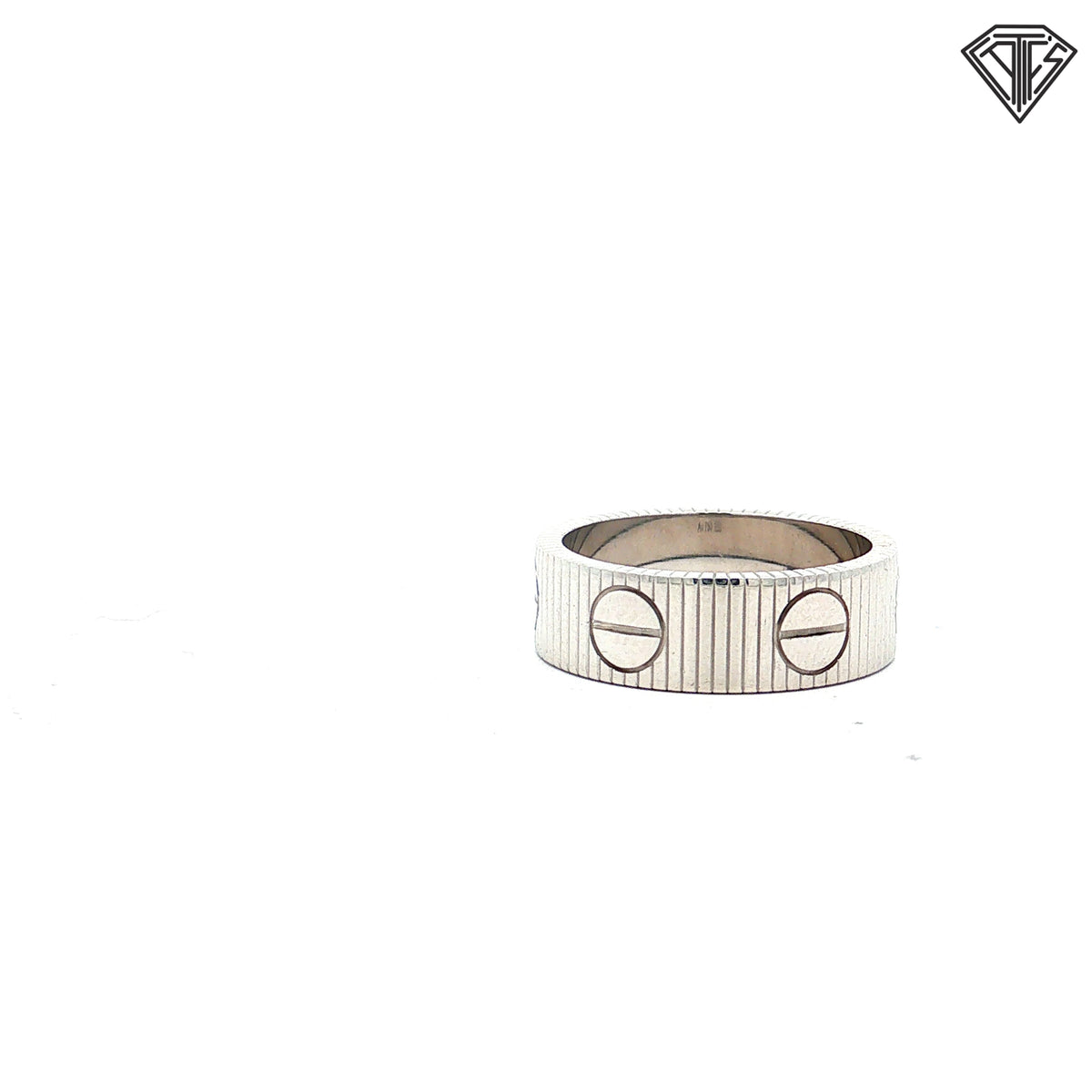 Pre-Loved Cartier 18k White Gold (Love) "Love Unlimited" Ring Size 55 Euro/ 7.5 US 6.5mm Ref: 339DPR with Cartier Certificate and Original Box