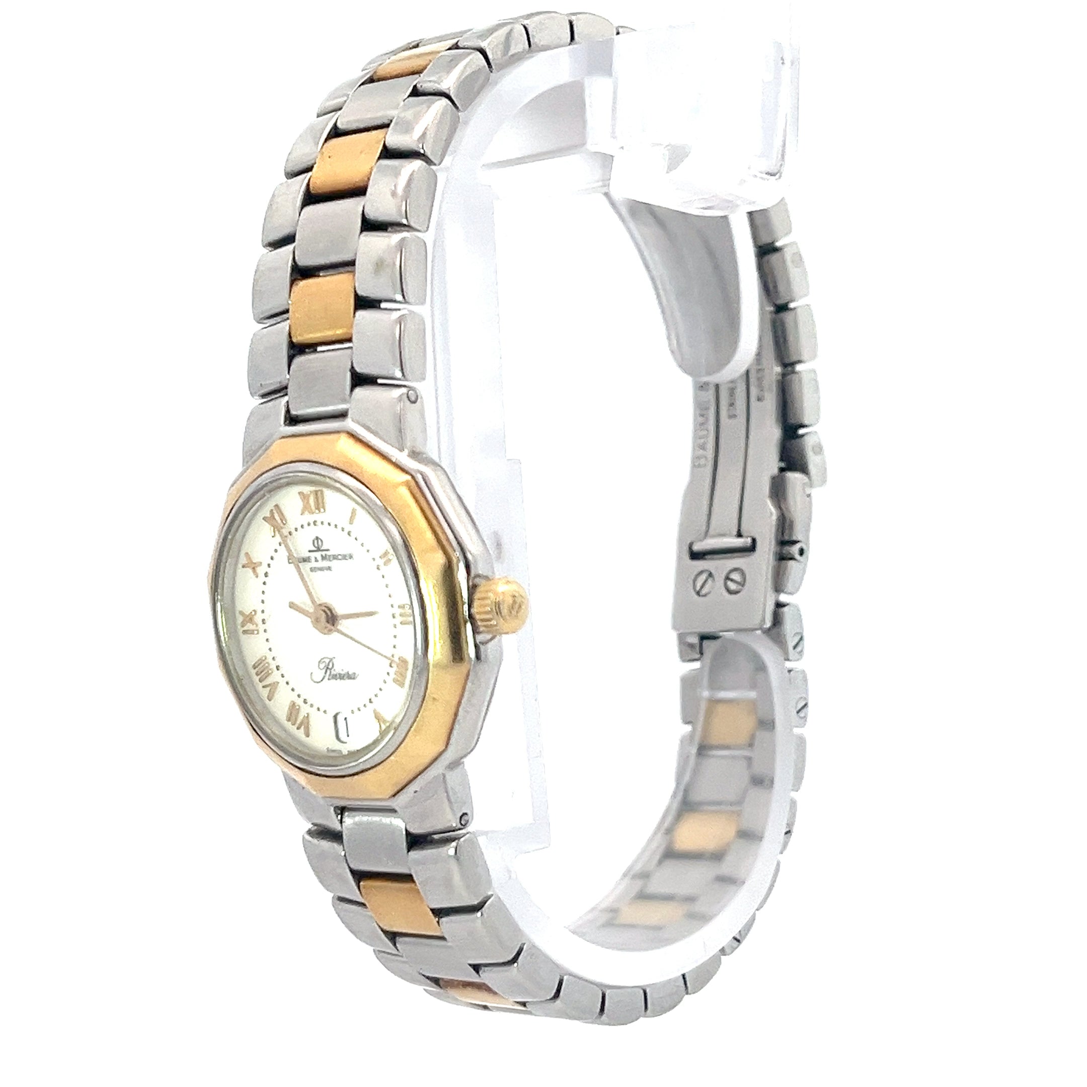 Baume & Marcier Riviera Two Tone Gold Plated/ Stainless Watch Mother of Pearl Dial Watch Preowned