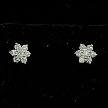 Load image into Gallery viewer, 14K WHITE GOLD .50CT FVS2 FLOWER DIAMOND EARRING