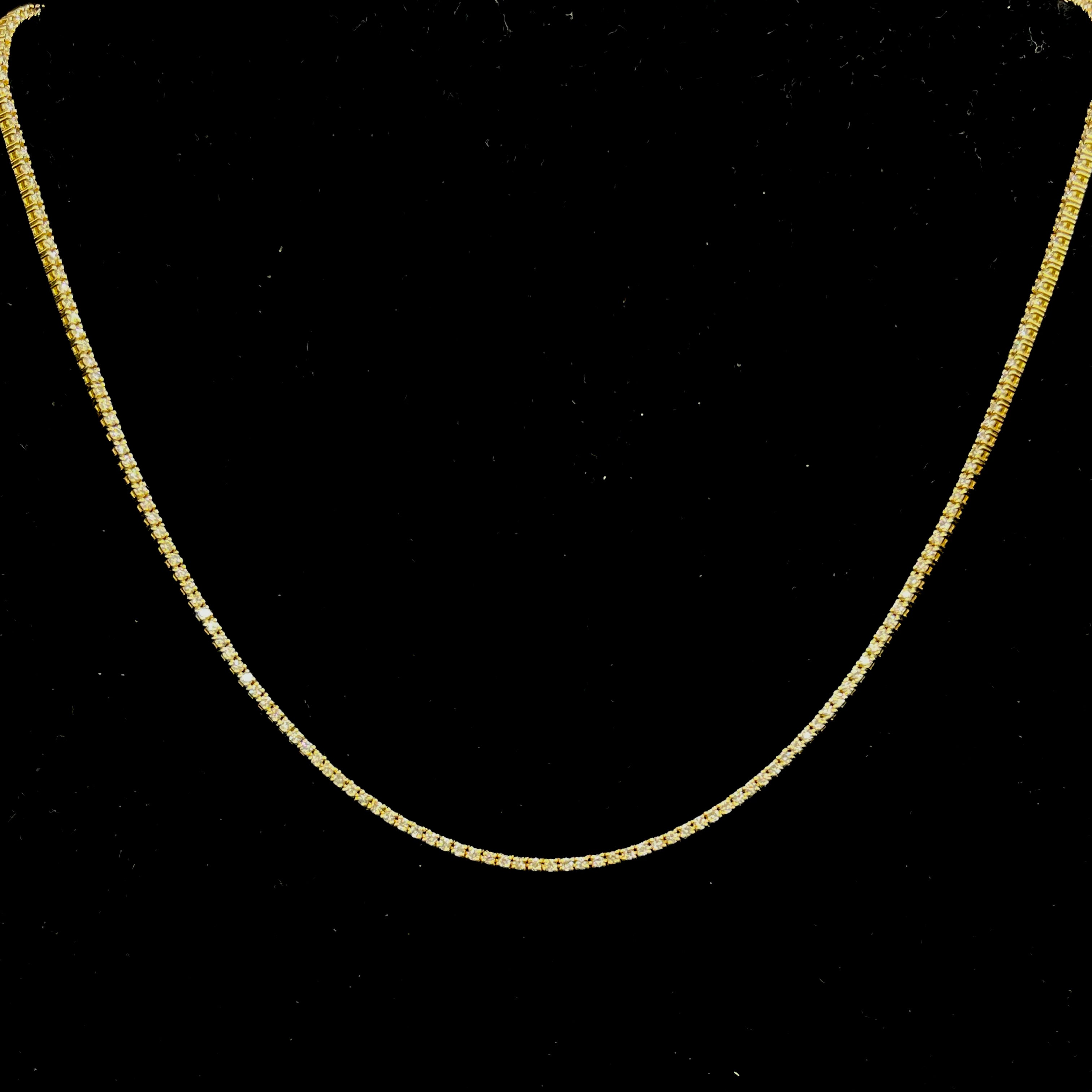 Mens 14k yellow gold Diamond Tennis necklace