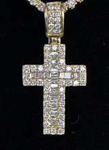 Load image into Gallery viewer, 14KY 1CT GSI1 BAGUETTE/ROUND DIAMOND CROSS