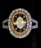 Ladies 18k Two toned GIA certified Natural Fancy Brown Engagement Ring