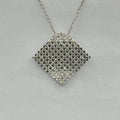 14k White Gold 1.00ct G SI1 Round Diamond Square Wave Pendant