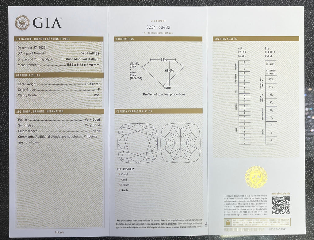 PLATINUM 1.08CT F VS1 CUSHION SET IN A PAST, PRESENT AND FUTURE MOUNTING WITH TWO ROUND LABORATORY GROWN ALEXANDRITES CERTIFIED BY GIA #5234160482 FOR CUSHION  AND GIA #2231160642 FOR ROUND ALEXANDRITES