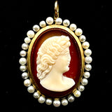 14K YELLOW GOLD VINTAGE ANTIQUE ITALIAN CAMEO BROOCH