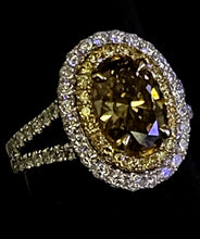 Load image into Gallery viewer, Ladies 18k Two toned GIA certified Natural Fancy Brown Engagement Ring
