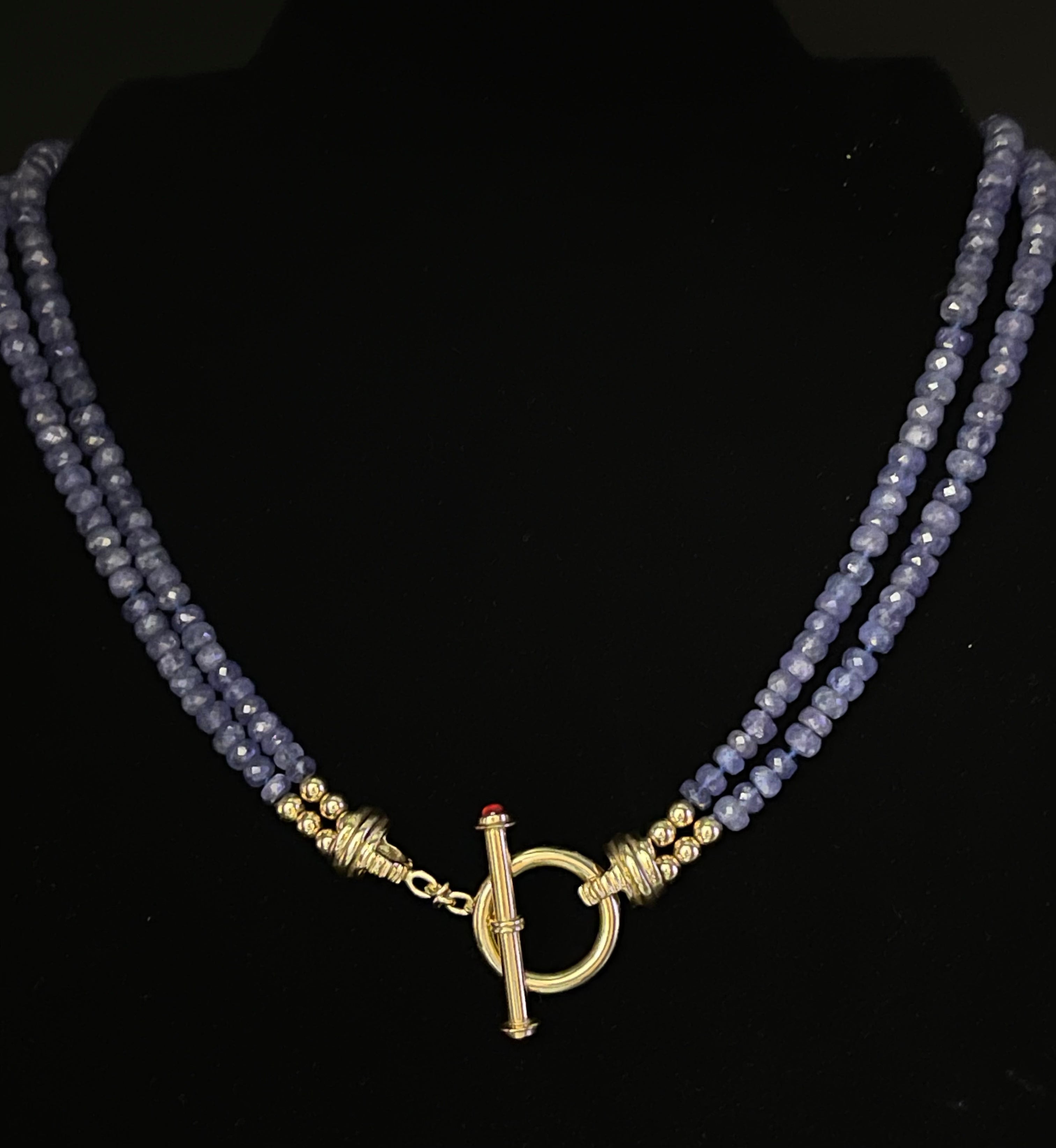 14k Yellow Gold 2.50CT Tanzanite Broil Bead Necklace