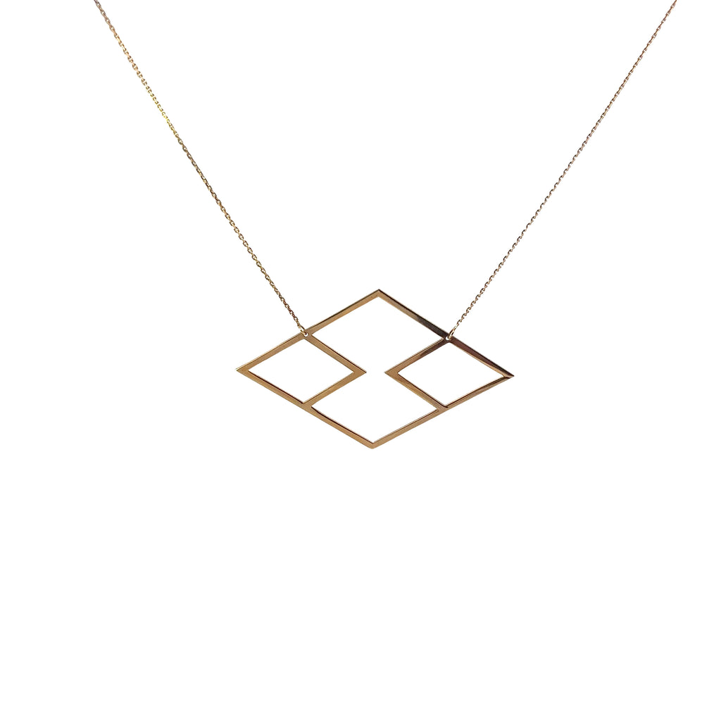14k Yellow Gold Triangle Necklace 2.90 gram