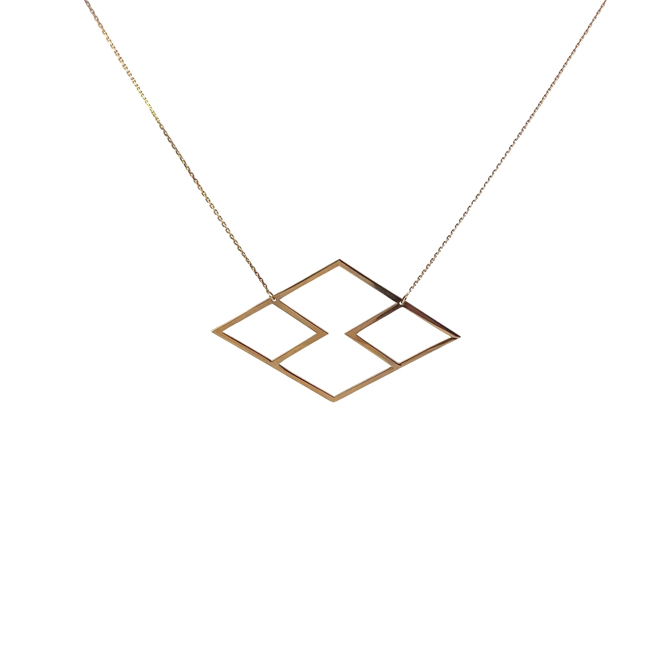 14k Yellow Gold Triangle Necklace 2.90 gram