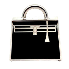 Pre-Owned Hermes Curiosite Kelly Bag Pendant/Charm Metal Silver and Black