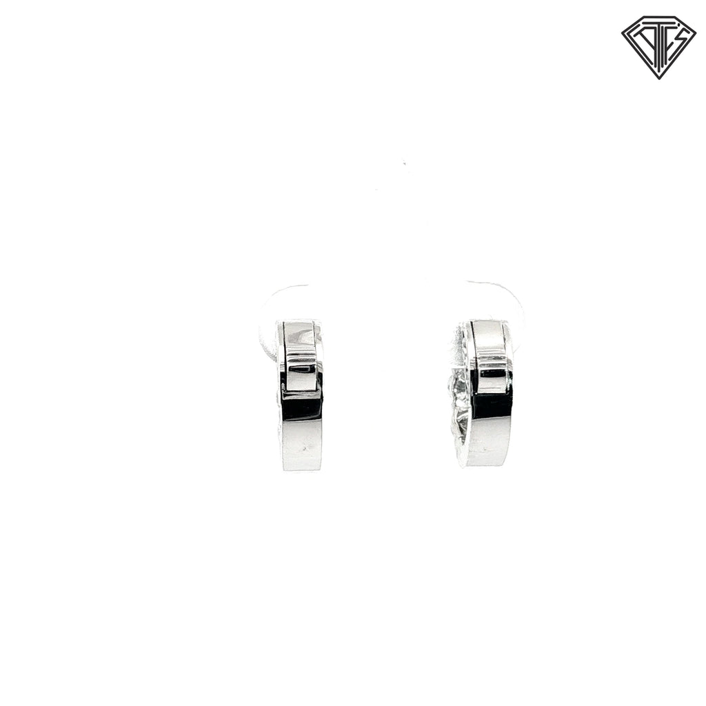 14k White and Yellow Gold 1.50ct G VS2 (3) Round Diamond Huggie Earrings 1/2" inch