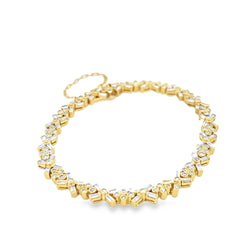 14k Yellow Gold 4.00ct G VS2 Round and Baguette Total Weight of Diamond Bracelet