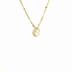 14k Yellow Gold 1.25ct Q VS2 Round Pear Shape /.37ct G VS2 Round Diamond with Diamond By Yard Necklace
