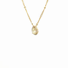 14k Yellow Gold 1.25ct Q VS2 Round Pear Shape /.37ct G VS2 Round Diamond with Diamond By Yard Necklace