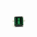 Platinum 11.32ct Princess Cut Green Tourmaline Solitaire Ring Size 5 3/8