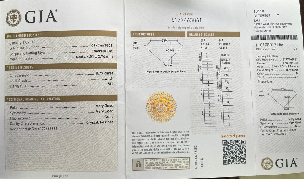 .79ct D SI1 Emerald Cut Certified By GIA# 6177463861