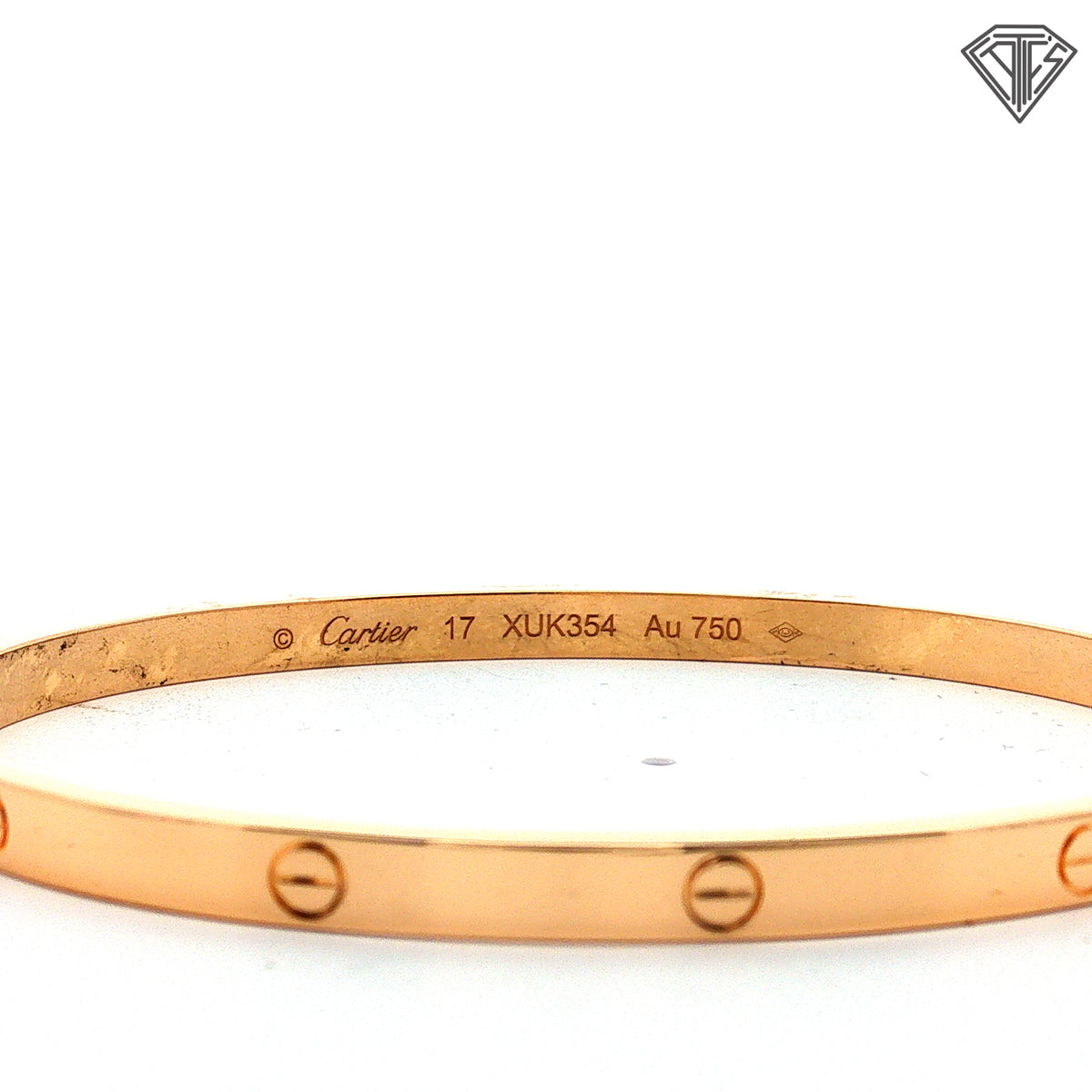 Pre-Loved Cartier 18k Yellow Gold Slim Love Bangle Bracelet with Cartier Certificate and Original Box Size 17 / Ref: XUK 354