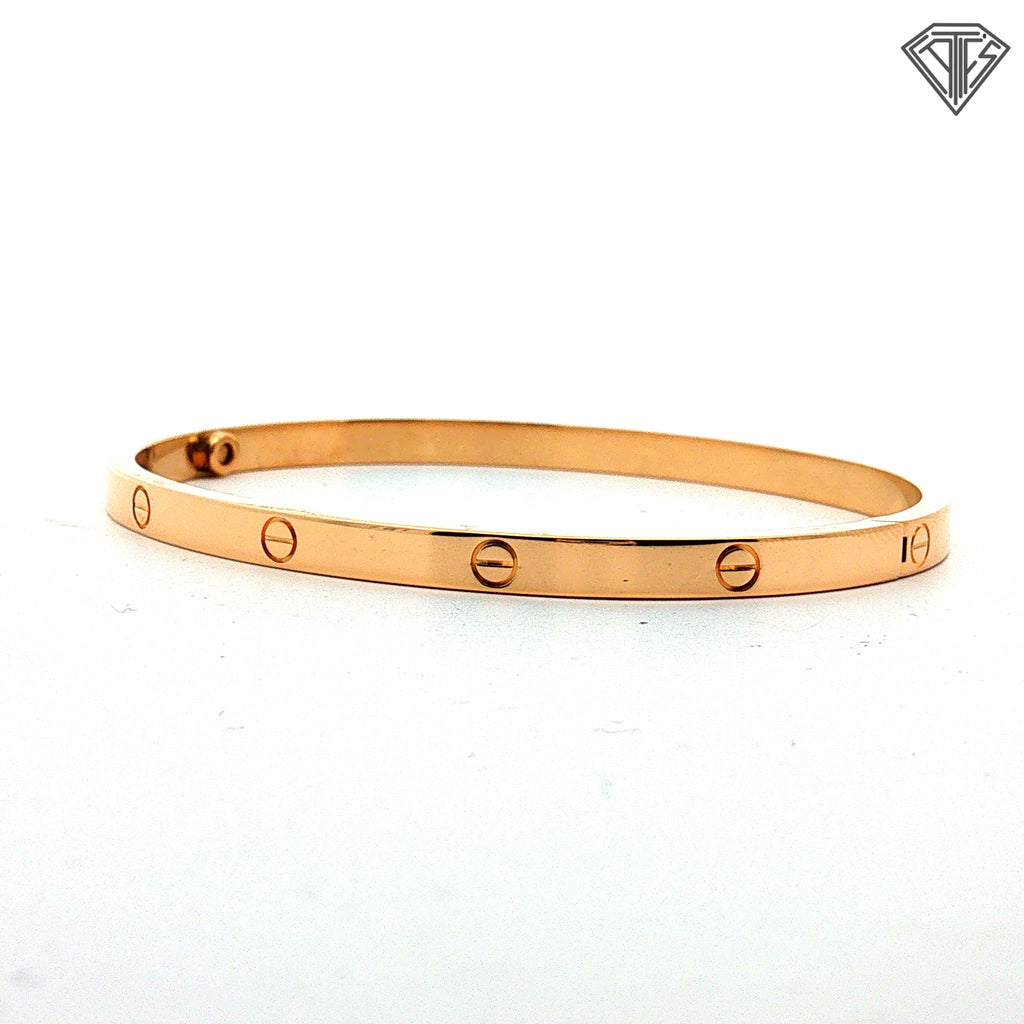 Pre-Loved Cartier 18k Yellow Gold Slim Love Bangle Bracelet with Cartier Certificate and Original Box Size 17 / Ref: XUK 354